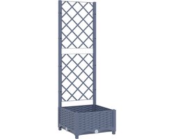 Plantenbak met klimrek - Weerbestendig - Bloembak - Met trellis - Buiten - Polypropyleen- 1 vak - Plantenrek - Vierkant - 18 Liter - Donkergrijs