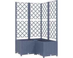 Plantenbak met klimrek - Weerbestendig - Bloembak - Met trellis - Buiten - Polypropyleen- 1 vak - Plantenrek - Vierkant - 3x37 Liter - Donkergrijs