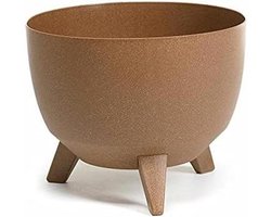 Plantenbak met Poten - Bloempot Rond - Decoratief Gebruik - ECO Gerecycled Materiaal - 40x25 cm - Natuurlijk Hout