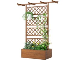 Plantenbak met rek - Houten bak - Planten Kweken - Geïntegreerd klimrek - 160 x 55 x 183 cm - Oranje