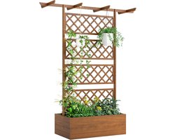Plantenbak met rek - Klimplant bak - Tuinieren Buiten - Geïntegreerd dakrek - 160 x 55 x 183 cm - Oranje