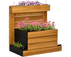 Plantenbak met Zelfwaterend Systeem - Verhoogd Tuinbed met 4 Plantenbakken & Fleecevoering - Bloembak - Tuinrek - Plantenrek - Tuinbak - Weerbestendig - voor Bloemen, Fruit, Groenten & Kruiden - 79,5 x 49,5 x 80 cm