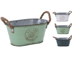 Plantenbak - ovaal - metaal - geribbeld - 3 assorti