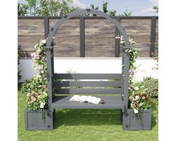 Plantenbak, plantenbak met spalier als klimhulp, bloembak met veel ruimte, bloembak plantenbak, plantenbak met spalier en zit voor tuin binnenplaats terras