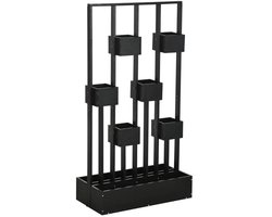 Plantenbak - Plantenbakcombinatie - Modulair Ontwerp - Bloembak - Tuinrek - Tuinbed - Plantenrek - Perfect voor Bloemen en Klimplanten – voor Tuin, Terras & Balkon - Natuurlijk Hout - 90 x 45 x 170 cm - Zwart
