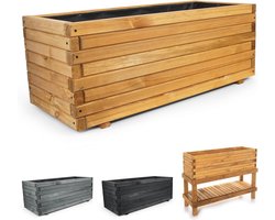 Plantenbak van hout met fleece - 120 cm - verhoogd bloembed voor tuin, balkon en terras - verkrijgbaar in 10 maten