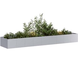 Plantenbak van verzinkt staal, 360 x 80 x 40 cm, stabiel verhoogd bloembed voor tuin, balkon en terras met open bodem en steunhouders, duurzaam en corrosiebestendig
