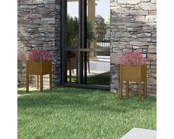 Plantenbakken Set - Verhoogde Bloembak - Planten Kweken - Massief Hout - 40 x 40 x 70 cm - Honingbruin