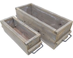 Plantenbakken voor buiten en binnen – 2 houten planten bakken rechthoek | GerichteKeuze