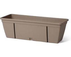Plantenbakset met metalen haak, waterreservoir en afvoerafstandhouder - GARDEN ID Smart - Taupe 50 cm