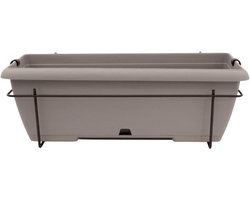 Plantenbakset met metalen steun en geïntegreerd dienblad - GARDEN ID Teramo - Taupe 50 cm - Steeneffect - Gerecycled/recyclebaar