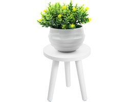 Plantenbakstandaard - Bloempot houder - Planten presenteren - Duurzaam houten materiaal - 20 x 22 cm - Wit
