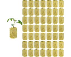 Plantenblokken Steenwol - Hydrocultuur Steentjes - Zaailingen Kweken - Uitstekend Waterabsorptie - 50 Stuks - Bruin