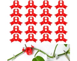 Plantenbuigers - 20 Stuks - 90 Graden Plantenclips - Plant Training Clips - Groeisturing voor Stengels en Takken - Rode Kweekclips - Flexibele Plantensteunen voor Kamerplanten, Tuin en Kas - Herbruikbare Plant Clips