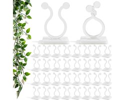 Plantenclips - 100 Stuks - Opbindclips - Plant Steun - Klimplant Begeleider - Bevestigingsclips voor tuinplanten - Planten opbinden - Planten klips - Herbruikbaar - Zelfklevend - Multi Toepasbaar - Kunststof - Voor klimplanten - 2.2*1.8*3.2cm - Wit