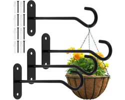Plantenhaak - 4 stuks - 15 cm muurhaak - Muurhaak voor Planten - Wandhaak - Incl. schroeven - Draagvermogen tot 13,6 kg - Buitenwandrek - Lantaarnhaak - Haak voor potplanten - voor vogelvoeders, plantenbakken, lantaarns, windgong, woondecoratie
