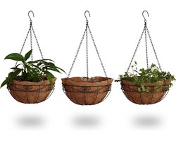 plantenhanger - set van 3 - binnen - buiten - kokos - 33 l - Ø 35 cm - hangpotten