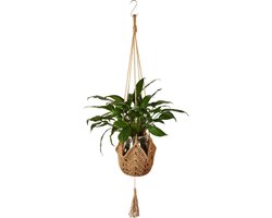 Plantenhanger van netwerk — Hangmand voor planten — Geschikt voor potten van 8–30 cm — Gevlochten jutetouw — Lange plantenhouder — Decoratie voor binnen en buiten — Geschikt voor Halloween, Kerst en alledaagse woonstijlen — Bruin