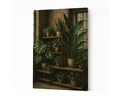 Plantenhoek - Woondecoratie - Kunstwerk - Canvas schilderij - 60x90 cm
