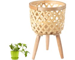 Plantenkruk, decoratieve plantenstandaard, natuurlijke plantentafel, robuuste plantenkruk, bloemenstandaard voor de woonkamer, milieuvriendelijke bamboestandaard voor planten in de open lucht