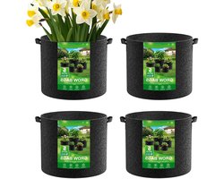 Plantenkweekzakken Stof - Teeltzakken Tuin - Planten Kweken - Ademende Wortelondersteuning - 4 Stuks 5 Gallon - Grijs
