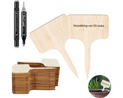 Plantenlabel - Houten Plantenstokjes - Weerbestendig - 50 Stuks - Natuurlijk Licht Hout