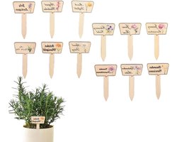 Plantenlabels Hout - Tuinmarkers Zaailingen - Planten Identificeren - Weerbestendig Ontwerp - 12 Stuks - Multicolor