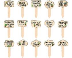 Plantenlabels Houten Stokken - Tuinmarkeringen Waterdicht - Planten Markeren - Creatieve Zegswijzen - 15 Stuks - Multicolor