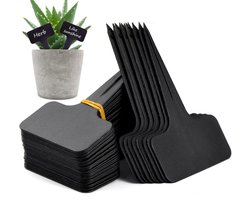 Plantenlabels-plantenlabels voor buiten-sleufetiketten watervast-100 vellen-T-vormige labels voor buitenplanten - Geschikt voor potplanten, kruiden, bloemen, groenten, waterdichte en milieuvriendelijke plantenlabels (zwart)