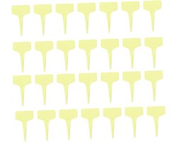 Plantenlabels T-vorm - Tuinmarkers Herbruikbaar - Planten Identificeren - UV-bestendig Waterdicht - 10x6cm - Geel