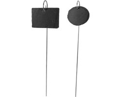 Plantenlabels Tuin - Buitenbordjes - Planten Identificeren - Roestvrijstaal Steen - 10x7 cm - Zwart