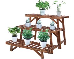 Plantenladder Houten Bank - 3 Gelaagde Plant Stand - Stap Planter Indoor Outdoor - Plant Pot Stand Hoek Planten - Bloempot Houder voor Patio Tuin - Balkon Yard - 3 stuks-set Plantenladder