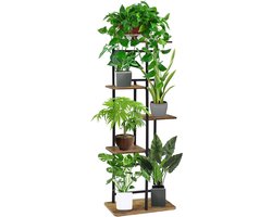 Plantenladder houten bloemenrek - 5-laagse plantenstandaard - bloemenbank bloementrap - staand rek voor binnen tuin - balkon decoratie Plantenladder