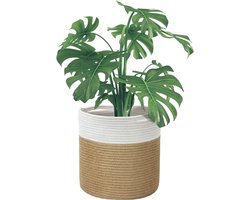 Plantenmand, Bloempot, Bloembak, Mand, Gevlochten 20 cm, Plantenpot, Set Kamerplanten, Opbergmand, Rotanmand, Geschikt voor binnen en buiten (20 cm x 20 cm)