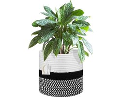 Plantenmand met voering, gevlochten bloempot plantenbakmand voor 23 cm binnenplantenbakken Katoenen touw Jute plantenmand Potdecoratie Opvouwbare wasmand Huishoudelijke opbergmand