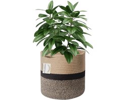 Plantenmand met voering voor 11 inch plantenbak - geweven bloempotten van katoen, touw en jute - decoratieve opvouwbare wasmand