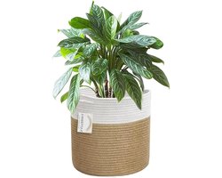 Plantenmand met voering voor 9 inch plantenbak - geweven plantenpotten van katoen touw en jute