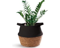 Plantenmand voor Binnen - Zeegras & Katoen - Decoratief - 1 stuk - Zwart - 27 cm