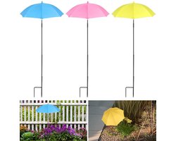 Plantenparasols - 3 Stuks - Buitenplantenparasols - Tuinparasols - Verstelbare hoogte - Buiten regenbescherming - Biedt schaduw - Mini Parasol - Beschermt planten tegen de hete zon - Geschikt voor potplanten, tuinbedden, bloempotten - Blauw/Geel/Roze