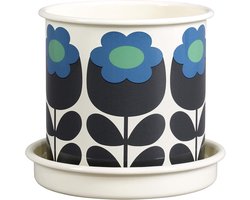 Plantenpot Glazuur - Bloempot Met Schotel - Binnen En Buiten - Duurzaam Emaille Materiaal - 13cm Diameter - Smaragd Groen