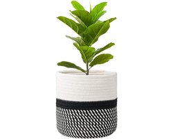 Plantenpot met voering - Opvouwbare mand - Kamerplanten decoreren - Gemaakt van katoen - 20 x 20 cm