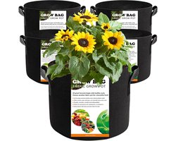 Plantenpot -plantenpotten voor binnen-kweekpot-5-pack 10 gallon verdikte kweekzakken - beluchte non-woven kweekzakken met handvatten - stevige 300g tuinpotten - geschikt voor tomaten, aardappelen, aardbeien, groenten, fruit en bloemen - 40x30x2cm