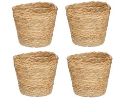 Plantenpot - Set van 4 - Plantenmand - Aardappelmand - Plantenmand Binnen - Plantenmand - Bloempot - Bloempotten - Plantenhouder - Bloempotten voor Binnen - 11cm hoog - 16/11cm diameter - Milieuvriendelijk Manden - Opbergmand