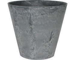 Plantenpot/bloempot tijdloze natuursteen look Dia 32 cm en Hoogte 29 cm in het Artstone grijs voor binnen/buiten