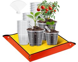 Plantenpotten Set - Kweekpotten met Verpotmat - 30 Stuks - Diverse Maten - Helder