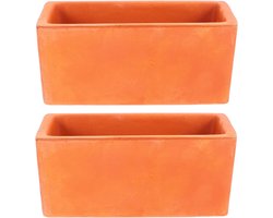 Plantenpotten Terracotta - Bloempotten Aardewerk - Binnen en Buiten - Ademend Materiaal - 12.5x7x5.3 cm - Oranje