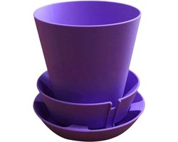 Plantenpotten Zelfwaterend - Bloempot Set - Planten Verzorgen - Automatisch Watersysteem - 10 cm - Paars