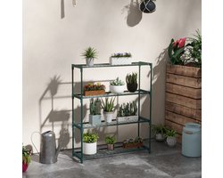 Plantenrek 4 Lagen Staal Donkergroen 89 x 28 x 107 cm Open Bloemenstandaard Voor Tuin Balkon En Woonruimte