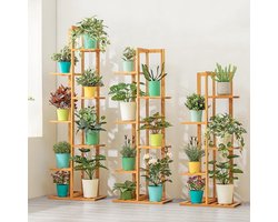 Plantenrek Bamboe - Bloemenstandaard; - Planten Presenteren - Multi-laags Ontwerp - 5/6/7 Niveaus - Naturel