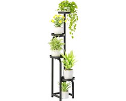 Plantenrek Binnen & Buiten - Hoge Plantenstandaard - 4 Laags Metalen Hoekrek voor Meerdere Planten - Zwaar-Draagvermogen Plantenrek voor Patio, Tuin, Balkon, Woonkamer, Slaapkamer - Zwart